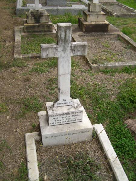 Elizabeth Claudia McCONNEL  | b: 3 Jun 1913  | d aged 1 year 10 months  |   | QLD BDM Elizabeth Claudia McCONNEL, d: 13/4/1915, mother: Phyllis Claudia Murray Prior, father: Edgar Cannon McConnel  |   | Cressbrook Homestead, Somerset Region  |   | 