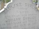 Pauline EHRLICH (nee KRAUSE),
wife of Johann ERLICH,
born 13 May 1873 Germany,
died 18 Oct 1903;
Douglas Lutheran cemetery, Crows Nest Shire