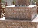 Agnes Anna BRIESE,
died 15 Aug 1938 aged 78 years;
Ernst Edward BRIESE,
died 11 Oct 1940 aged 77 years;
Ferdinand Julius HARTWIG,
born 3 Oct 1857
died 27 Nov 1912;
Douglas Lutheran cemetery, Crows Nest Shire