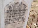 Johanna Maria KRAUTZ,
died 18 June 1917 in 61st year;
Douglas Lutheran cemetery, Crows Nest Shire