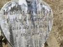 Percy A. HARTWIG,
died 19 Oct 1923 aged 4 months;
Douglas Lutheran cemetery, Crows Nest Shire