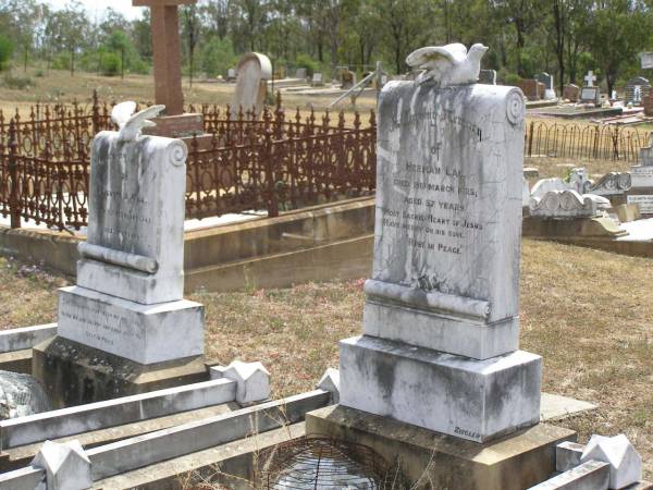 Herman LAU,  | died 18 March 1925 aged 57 years;  | Douglas Lutheran cemetery, Crows Nest Shire  | 