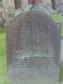 Mary THOMSON
d: 20 Mar 1821 aged 56
spouse to John WELCH LocKerby
John WELCH
d: 21 Jan 1839 aged 79 at Dinwoodiegreen
Elizabeth RODDICK
spouse to John WELSH their son
d: 10 Apr 1866 aged 66 at Lockerbie
John WELSH
d: 18 Dec 1875 aged 72 at Cumstoun Cottage
Also William WELSH
d: 14 Sep 1879 aged 17
son of John WELSH
John WELSH
d: 12 May 1890 aged 54 at Gillesbie
his wife
Agnes BLACK
d: 28 Aug 1891 aged 58 at Breckonside
Cemetery of Dryfesdale Parish Church, Lockerbie, Dumfriesshire, Scotland