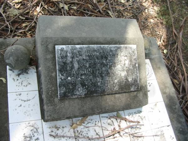 August P. KRAUSE,  | father,  | died 23 Dec 1932 aged 45 years;  | Dugandan Trinity Lutheran cemetery, Boonah Shire  | 