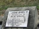 sisters;
Anna STENZEL,
died 25 March 1968 aged 76 years;
Min STENZEL,
died 7 Nov 1979 aged 90 years;
Dugandan Trinity Lutheran cemetery, Boonah Shire