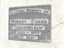 Robert Evans THEUERKAUF,
1920 - 1977;
Fernvale General Cemetery, Esk Shire