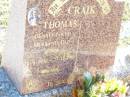 Thomas CRAIK,
husband dad pop,
28-6-1936 - 23-11-2000;
Fernvale General Cemetery, Esk Shire