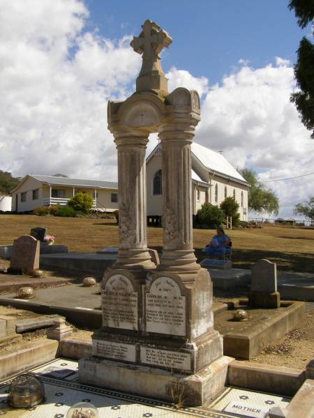 Friedrich KAJEWSKI,  | born 26 April 1854,  | died 29 April 1931;  | Caroline KAJEWSKI,  | born 13 Sept 1852,  | born 10 May 1924;  | Glencoe Bethlehem Lutheran cemetery, Rosalie Shire  | 
