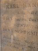 Gottfried Karl KANOWSKI,
born 30 Oct 1880,
died 1 Sept 1896;
Glencoe Bethlehem Lutheran cemetery, Rosalie Shire