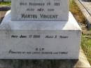 Elizabeth MORAN, wife mother,
native of Brisbane,
born 1 Jan 1853 died 14 Dec 1911;
Martin Vincent, son,
died 17 June 1989 aged 2 years;
John MORAN, father,
native of County Roscommon Ireland,
born 20 June 1835 died 23 August 1915;
Gleneagle Catholic cemetery, Beaudesert Shire