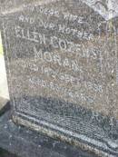 Ellen Cozens MORAN, wife mother,
died 16 Sept 1958 aged 63 years;
Peter Leo MORAN, husband father,
died 29 Aug 1955 aged 64 years;
Gleneagle Catholic cemetery, Beaudesert Shire