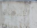 Mole BYRNE,
died 23 Sept 1966 aged 87 years;
Bessie, wife of Mole BYRNE,
died 18 July 1952 aged 64 years;
Gleneagle Catholic cemetery, Beaudesert Shire
