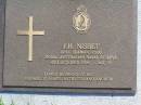 J.H. NISBET,
died 8 Oct 1996 aged 72,
husband of Iris,
father of James, Kathleen & Andrew;
Gleneagle Catholic cemetery, Beaudesert Shire