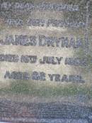 James DRYNAN, husband father,
died 16 July 1953 aged 82 years;
Kate Cecilia DRYNAN,
died 28 March 1954 aged 83 years;
Gleneagle Catholic cemetery, Beaudesert Shire