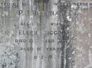 Edward BIGGIN,
died 30 Nov 1898 aged 74 years;
Ellen BIGGIN,
died 13 Mar 1919 aged 91 years;
erected by nephew P.J. BRENNAN;
Gleneagle Catholic cemetery, Beaudesert Shire