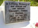 Gregory Thomas YARHAM, son brother,
died 11 Aug 1958 aged 6 and 12 years;
Gleneagle Catholic cemetery, Beaudesert Shire