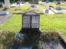 Ann HEALY,
died 27 Nov 1943 aged 79 years;
Mary Ellen GALE, daughter,
died 22 Nov 1920 aged 25 years;
Michael HEALY,
died 8 Feb 1946 aged 83 years;
Anastasia OBRIEN,
died 12 Aug 1962 aged 75 years;
Gleneagle Catholic cemetery, Beaudesert Shire