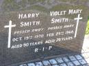 Harry SMITH,
died 19 Oct 1970 aged 90 years;
Violet Mary SMITH,
died 29 Feb 1968 aged 76 years;
Gleneagle Catholic cemetery, Beaudesert Shire