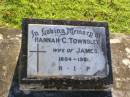 Hannah C. TOWNSLEY, wife of James,
1894 - 1981;
Gleneagle Catholic cemetery, Beaudesert Shire