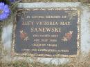 Lucy Victoria May SANEWSKI,
died 4 July 2004 aged 83 years;
Goomeri cemetery, Kilkivan Shire
