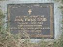 John Ewan REID,
24-10-10-1914 - 14-12-2003,
husband of Isabel,
father of Trevor, Alistair & Peter;
Goomeri cemetery, Kilkivan Shire