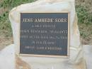 Jens Amhede SOES,
born Denmark 28-11-1953,
died Australia 16-2-2001,
remembered by Shelly, Liam & Kristian;
Goomeri cemetery, Kilkivan Shire