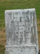 Frederick KLUMPP,
died 31 Oct 1928 aged 82 years;
Marie KLUMPP,
died 18 Aug 1938 aged 84 years;
Goomeri cemetery, Kilkivan Shire