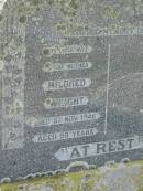 Mildred WRIGHT,
wife mother,
died 5 Nov 1946 aged 59 years;
Goomeri cemetery, Kilkivan Shire