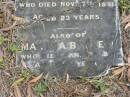 Bertha
daughter of
Wm and Martha BECKETT
7 Nov 1891
aged 23
Martha BECKETT
5 Jan 1893
aged 58
St Matthews (Anglican) Grovely, Brisbane
