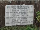 Sarah TAYLOR
23 Apr 1873
aged 42
Joseph TAYLOR
5 Jan 1939
aged 86
Annie TAYLOR
6 Aug 1945
aged 81
St Matthews (Anglican) Grovely, Brisbane