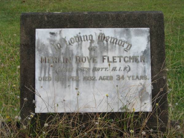 Merlin Dove FLETCHER  | 4 Feb 1932  | aged 34  |   | St Matthew's (Anglican) Grovely, Brisbane  | 
