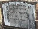 Harry HEINER
22 Sep 1930, aged 60
Haigslea Lawn Cemetery, Ipswich