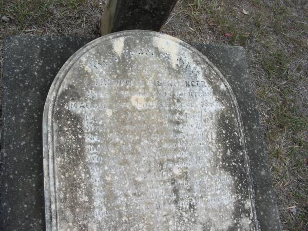 L Friedrich EISENMENGER  | ners?inha aweltochtran  | Maggie und Louise  | gest 1885  | Carl F EISENMANGER  | d: 23 Feb 1931 aged 86  | Margaretha EISENMENGER  | d: 10 Mar 1926 aged 80  | Wulburges KLUPFEL  | 10 Jan 1910, aged 94  | Haigslea Lawn Cemetery, Ipswich  |   | 