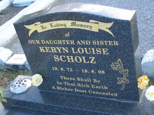Keryn Louise SCHOLZ  | b: 19 Aug 1972, d: 18 Aug 1998  | Harrisville Cemetery - Scenic Rim Regional Council  | 