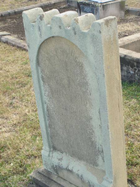 William Donald ADAMS  | d: 16 Feb 1895, aged 1 year 9 months  | Lillian Moy ADAMS  | d: 16 Feb 1895, aged 3 years, 3 months  | accidentally drowned  | Harrisville Cemetery - Scenic Rim Regional Council  | 