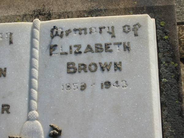 Walter BROWN  | 1857 - 1936  | Elizabeth BROWN  | 1853 - 1943  | John Edgar  | 1889 - 1939  |   | Harrisville Cemetery - Scenic Rim Regional Council  | 