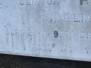 Clinton Robert PAMPLING
b: 20 Nov 1907, d: 18 Jan 1973, aged 66
Harrisville Cemetery - Scenic Rim Regional Council
