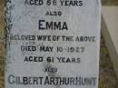 Charles Samuel HUNT
d: 2 Jul 1916, aged 58
Emma HUNT (wife)
d: 10 May 1927, aged 61
Gilbert Arthur HUNT
d: 17 Aug 1906, aged 7 months
Edgar James HUNT
b: 14 Mar 1904, d: 19 Dec 1987
Harrisville Cemetery - Scenic Rim Regional Council