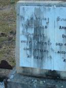 Archibald DONAGEY
d: 20 Jul 1929, aged 83
Anna Miller DONAGHY
d: 4 Jul 1935, aged 83
Harrisville Cemetery - Scenic Rim Regional Council