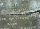 James CRAWFORD
d: 4 Jul 1895, aged 60
(wife) Janet (CRAWFORD)
d: 8 Jan ?? aged 65
(granddaughter) Jemima C GRANT
d: 23 Jun 1879, aged 10 months
Harrisville Cemetery - Scenic Rim Regional Council