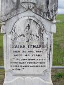 Isaiah TITMARSH
d: 30 Aug 1880, aged 40
Harrisville Cemetery - Scenic Rim Regional Council