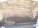 Pamela Mary PAROZ,
wife mother nanma,
1-11-32 - 13-9-83;
Helidon Catholic cemetery, Gatton Shire