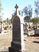 Margaret RYAN, mother,
native of Co Tipperary Ireland,
died 28 Oct 1897 aged 72 years;
William RYAN, father,
native of Co Tipperary Ireland,
died 21 Feb 1900 aged 96 years;
Helidon Catholic cemetery, Gatton Shire