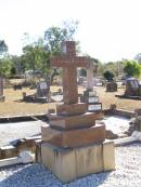 John CORCORAN,
born Drumbarie Co Tipperary Ireland 1 Jan 1856,
died 29 May 1925 aged 69 years;
Margaret Anne CORCORAN, wife,
died 8 Nov 1949 aged 93 years;
Delia, daughter,
died 13 Dec 1948 aged 61 years;
Michael, son.
died 20 Feb 1898 aged 15 months;
Helidon Catholic cemetery, Gatton Shire
