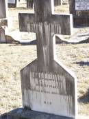 William HOOLAHAN,
died 12 March 1899 aged 72 years,
erected by nephew John CAVANAGH;
Helidon Catholic cemetery, Gatton Shire