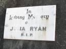 Julia RYAN;
Helidon Catholic cemetery, Gatton Shire