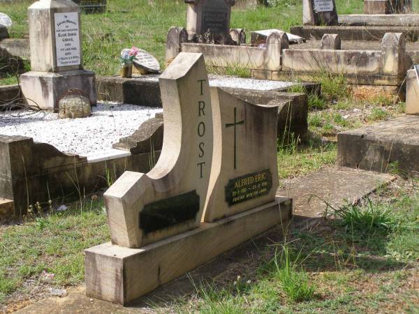 Alfred Eric TROST,  | 29-1-1931 - 27-8-1991;  | Helidon General cemetery, Gatton Shire  | 