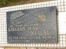 Lilian May NEILSEN,
aunt,
died 1 Feb 1974 aged 58 years;
Howard cemetery, City of Hervey Bay
