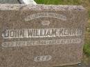 John William KENNY,
died 28 Oct 1944 aged 42 years;
Howard cemetery, City of Hervey Bay