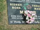 mum dad parents grandparents;
Sidney Ross MAHER,
born 9-9-1914,
died 6-3-1995;
Thelma Maud MAHER,
born 10-11-1916,
died 16-3-2005;
Howard cemetery, City of Hervey Bay